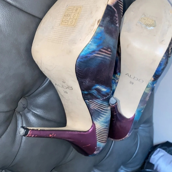 Aldo Satin patterned heels pumps  Sz 39 - Picture 9 of 15